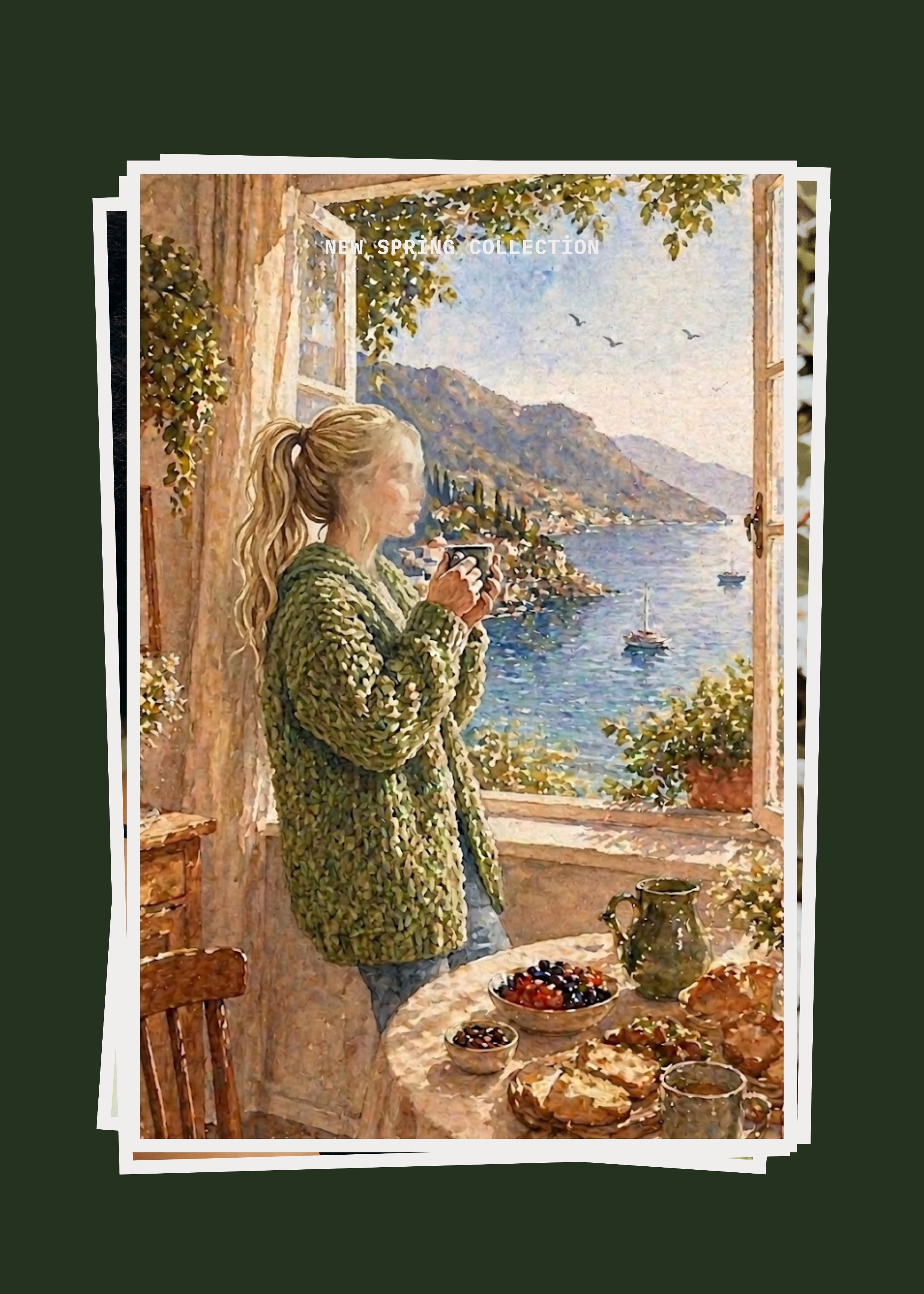 Coastal Breakfast Scene Fine Art Poster | Cottage Kitchen Print