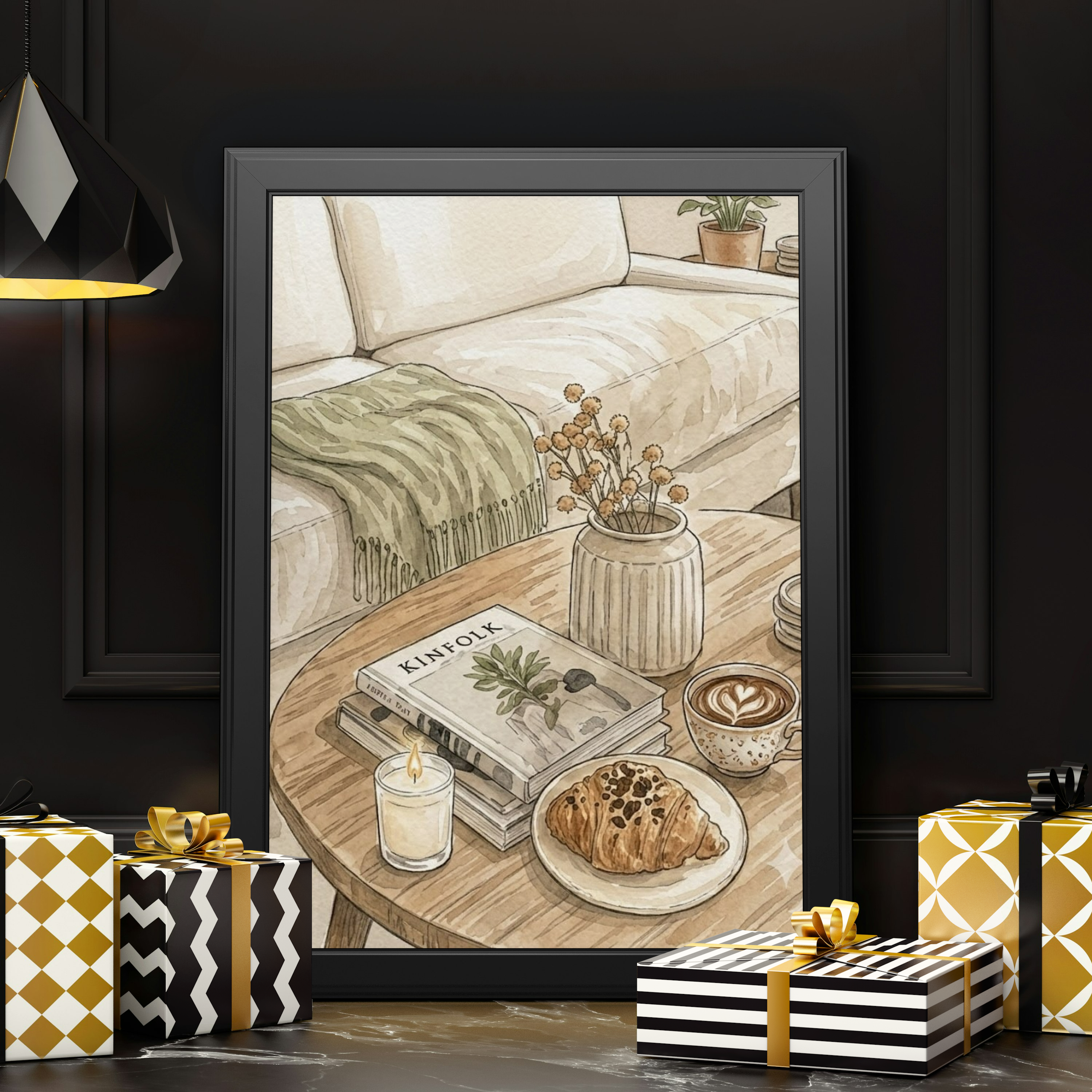 Cozy Coffee Table Watercolor Poster