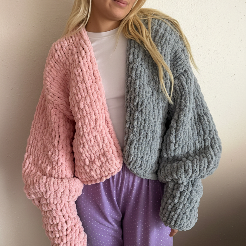 Oversized Chunky Chenille Knit Cardigan