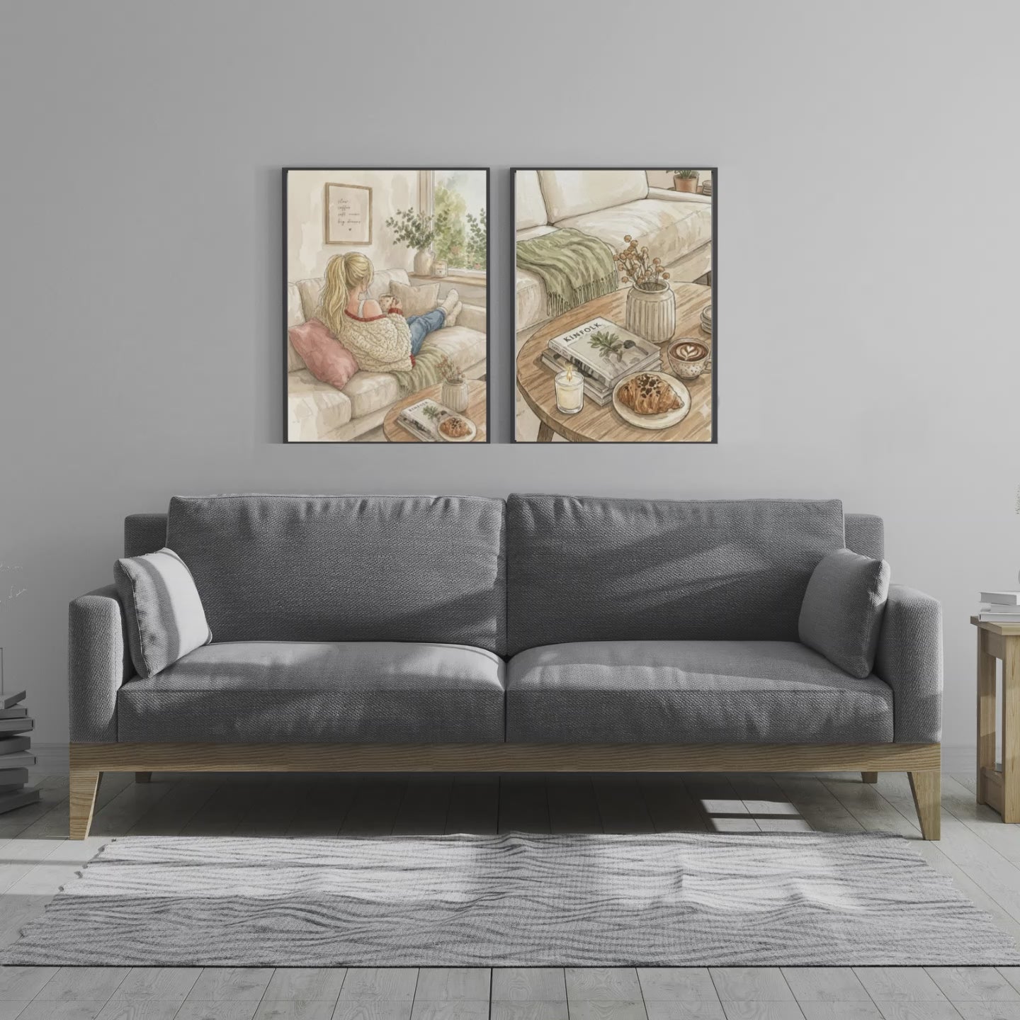 Cozy Coffee Table Watercolor Poster