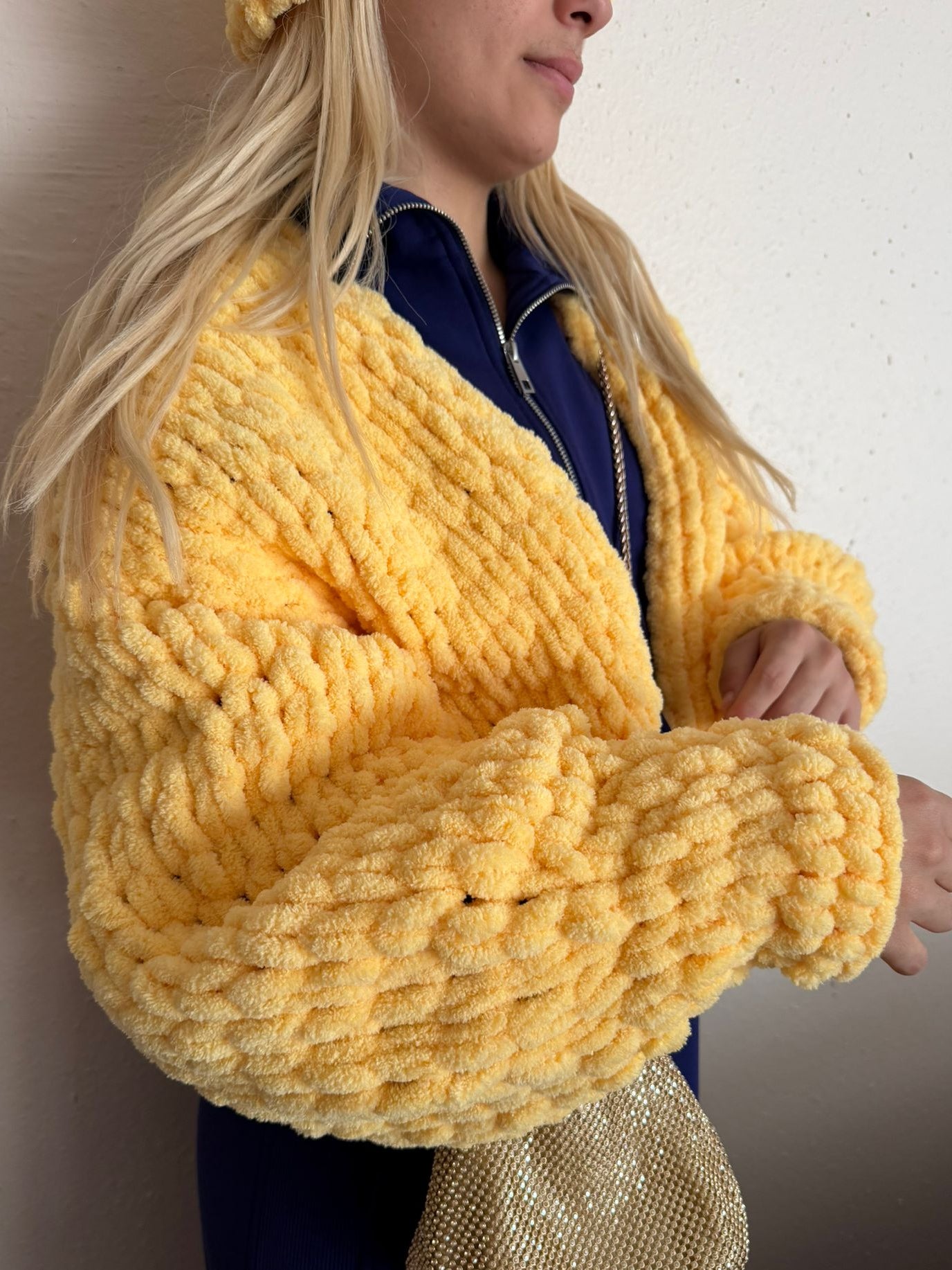 Chunky Knit Cardigan and Beanie Set