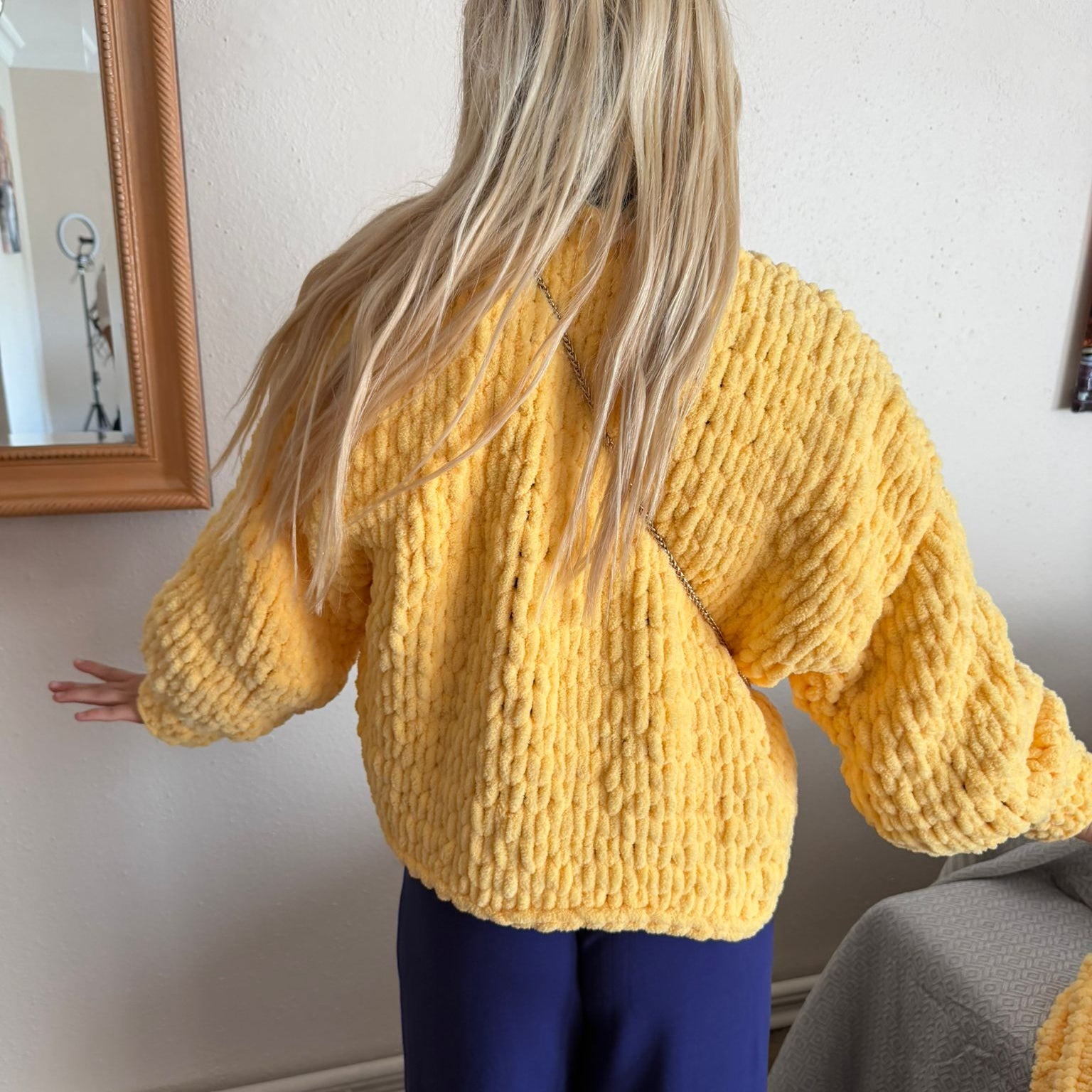 Chunky Knit Cardigan and Beanie Set