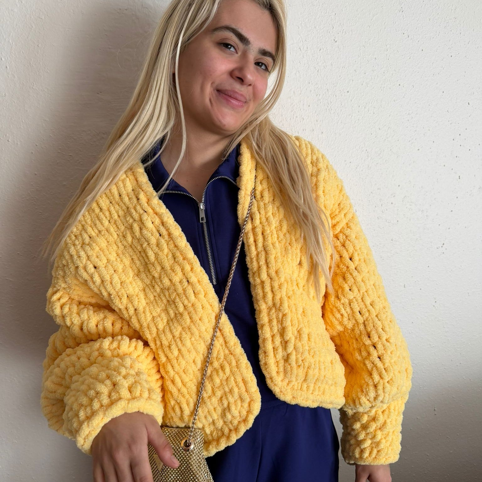 Chunky Knit Cardigan and Beanie Set