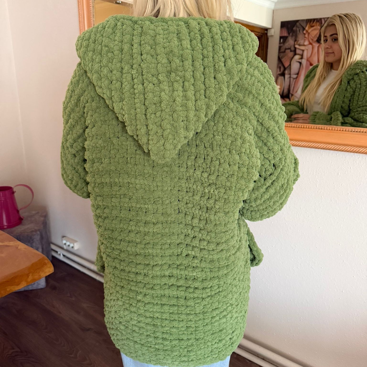 Chunky Chenille Hooded Knit Cardigan